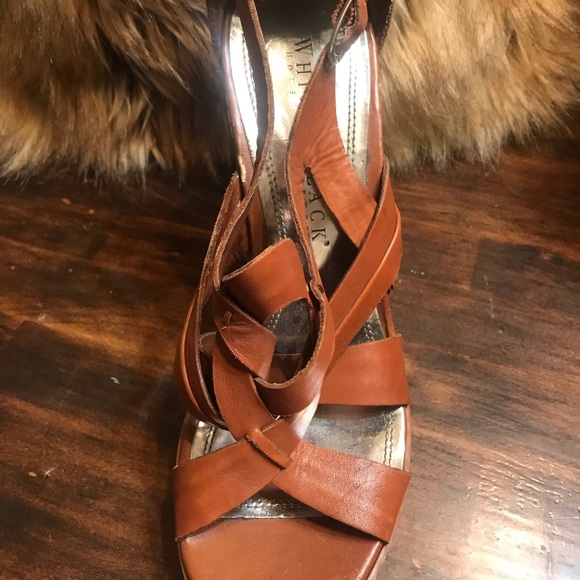 Brown leather White House Black Market wedges. - Picture 3 of 6